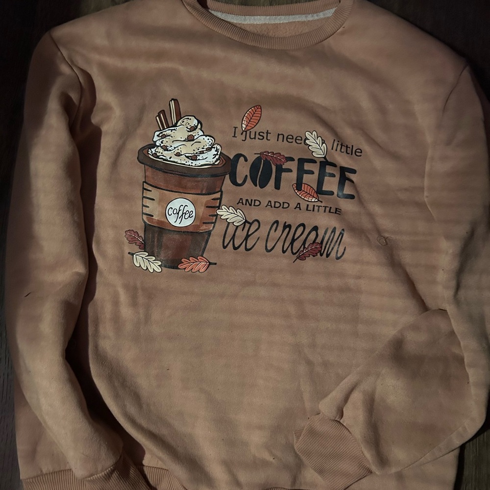 SHEIN Tan Coffee Graphic Sweatshirt